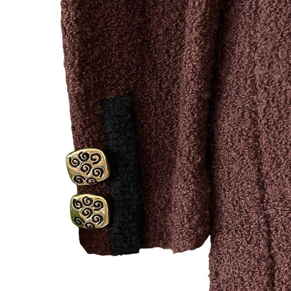 Steve Fabrikant Neiman Marcus Boucle Knit Buttoned Cardigan Sweater Brown Size 4 - Picture 6 of 10